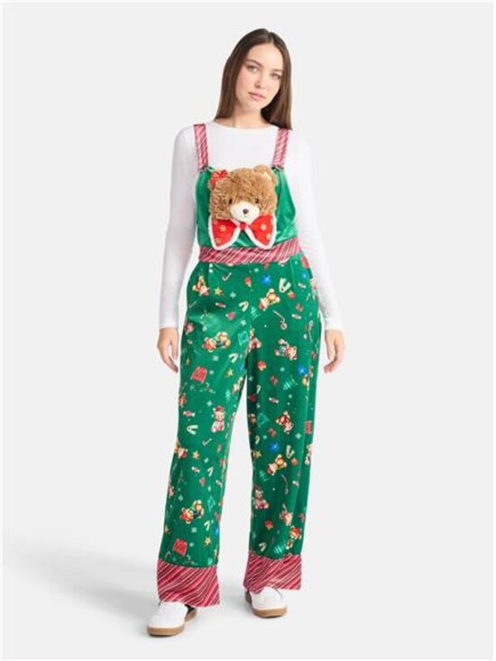 Christmas Teddy Bear Jumpsuit, Women’s Ugly Party Comfy Festivities Jumpsuit - Picture 1 of 3